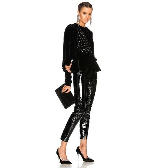 Zeynep Arcay Patent Leather Pants Ankle Slits 4 - Picture 5 of 12